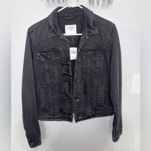 NWT Abercrombie & Fitch Washed Black Denim Jacket